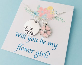 Flower Girl Gift, Will you be my flower girl Necklace Flower Girl Jewelry