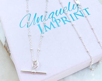 Sterling Silver Delicate T-Bar Necklace: Satellite Chain