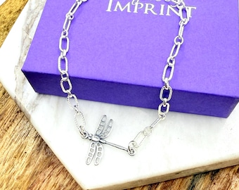 Sterling Silver Dragonfly Bracelet: Decorative  Chain, New Beginnings