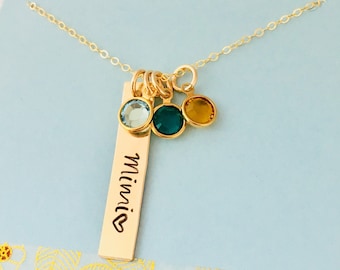Personalized 14k Gold Filled Birthstone Necklace - Grandma Mimi