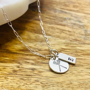 Sterling Silver Lacrosse Necklace: Personalized Initial & Number