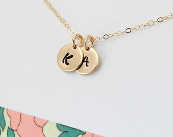 Tiny Gold Initial Necklace, 14k Gold Filled Initial Necklace, Gold Initial Jewelry, Mommy Necklace