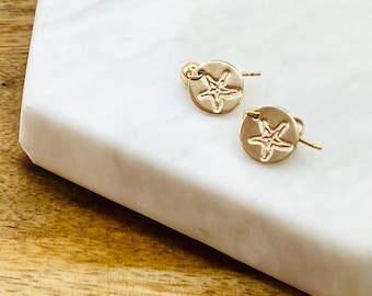 Gold Starfish Stud Earrings: 14k Gold Filled Beach Jewelry