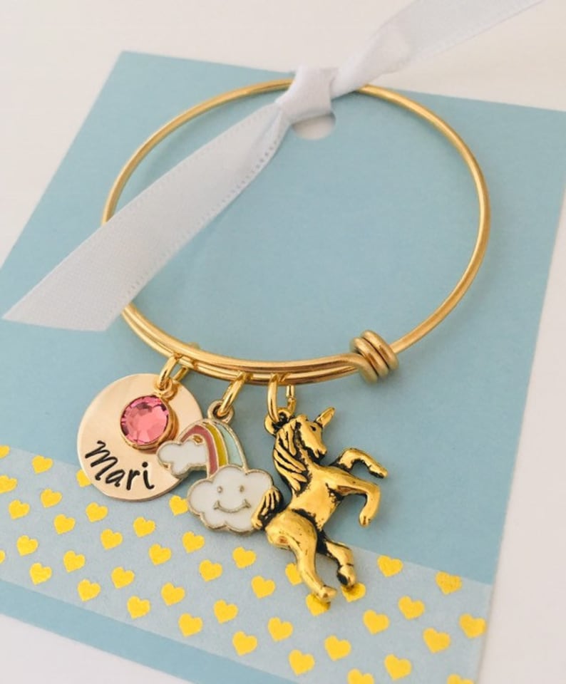 Unicorn Bracelet Personalized Kids Bracelet Little Girls Etsy