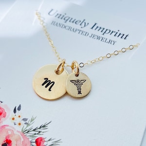 Personalized Medical Procession Necklace, LPN Nexklace, Nurse Preceptor Gift, Caduceus Necklace, Med School Graduation Necklace