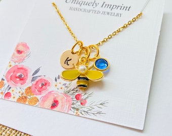 Honey Bee Necklace, Bumble Bee Charm Necklace