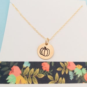 Pumpkin Necklace, Fall Necklace, Pumpkin Jewelry, Gold Pumpkin Necklace, Layering Necklace, Simple Pumpkin image 2