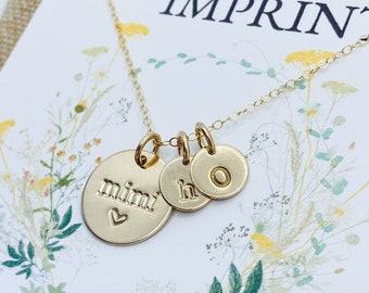 Mimi Necklace, 14k Gold Mimi Necklace, Nana Initial Necklace, Mimi Initial Necklace, Personalized Mimi Necklace