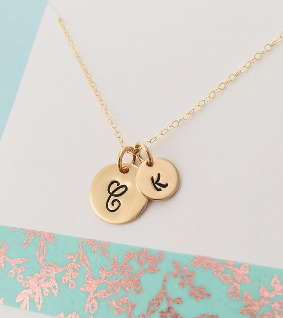 Momma and Baby Initial Necklace Gold Initial Necklace Gold - Etsy