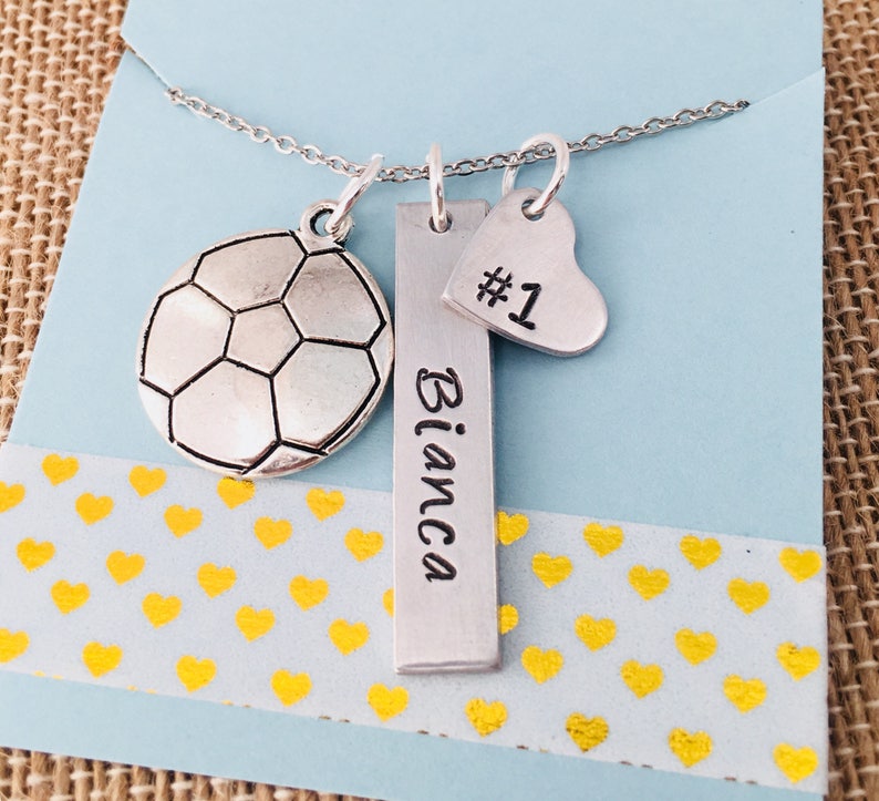 Soccer Necklace Hand Stamped Soccer Necklace Soccer Mom Etsy