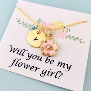 Flower Girl Necklace, Flower Girl Gift, Will you be my flower girl, Flower Girl Jewelry, Personalized Flower Girl Necklace, Gold flower girl