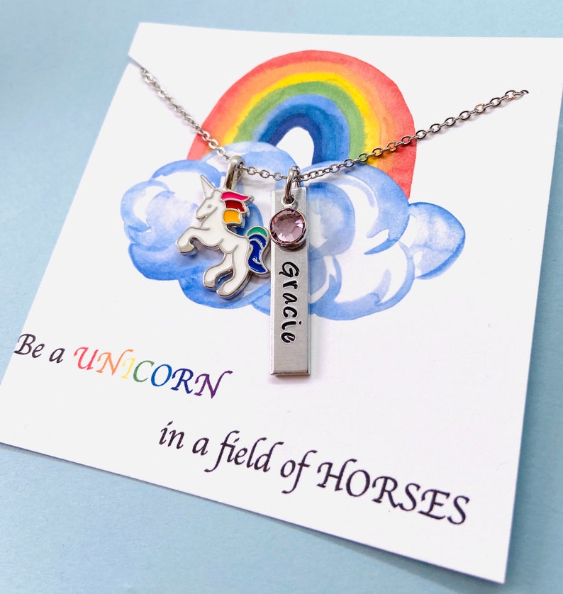 Unicorn necklace personalized Clearance