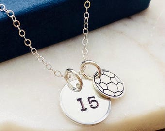 Sterling Silver Soccer Necklace: Personalized Player Number
