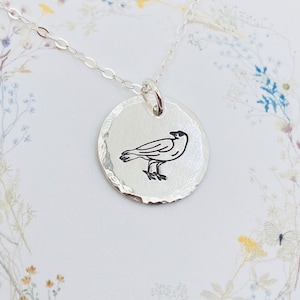 Raven Necklace, Sterling Silver Crow Jewelry, Bird Charm Necklace, Crow Necklace