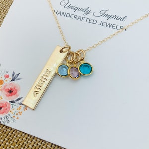 Personalized 14k Gold Filled Birthstone Necklace: Grandma Mimi Gift