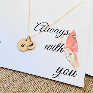 Collier cardinal en or, collier commémoratif, perte d'un être cher, collier oiseau