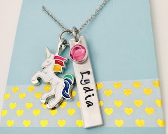 Personalized Unicorn Necklace, Unicorn Name Necklace, Unicorn Party
