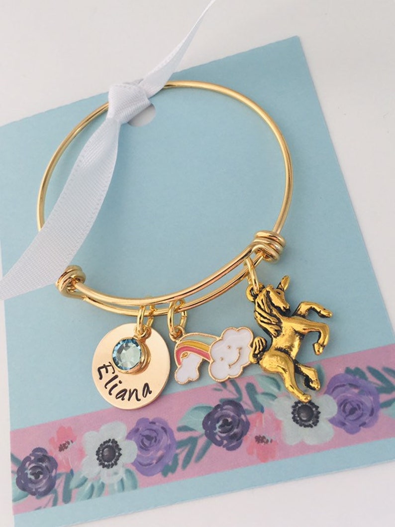 Unicorn Bracelet Personalized Kids Bracelet Little Girls Etsy