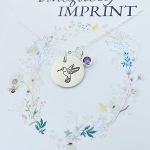 Sterling Silver Hummingbird Necklace, Hummingbird Jewelry, Bird Charm Necklace, Hummingbird Gift