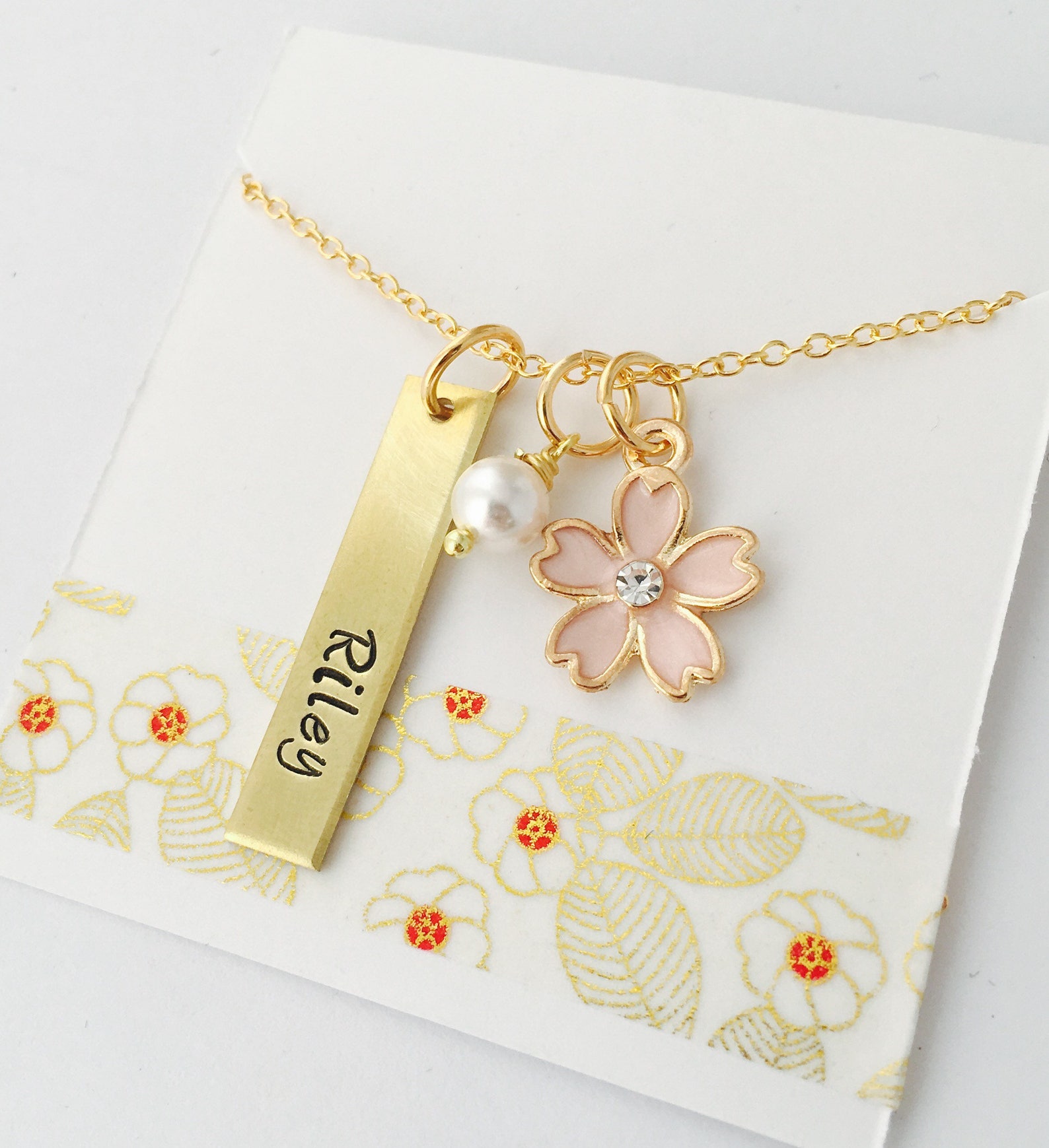 Personalized Name Necklace Flower Necklace Flower Girl Etsy