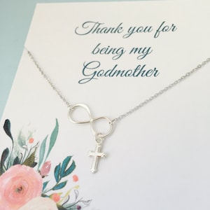 Sterling Silver Infinity Cross Godmother Necklace: Thank You Gift