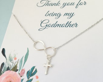 Godmother Gift, Godmother Necklace, Thank you for being my Godmother,  Sterling Silver Godmother Necklace