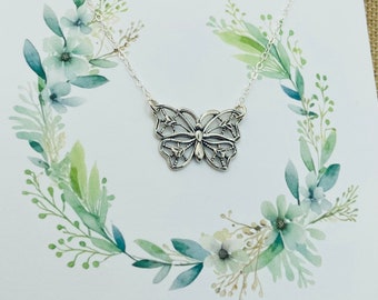 Sterling Silver Butterfly Necklace, Butterfly Pendant Necklace