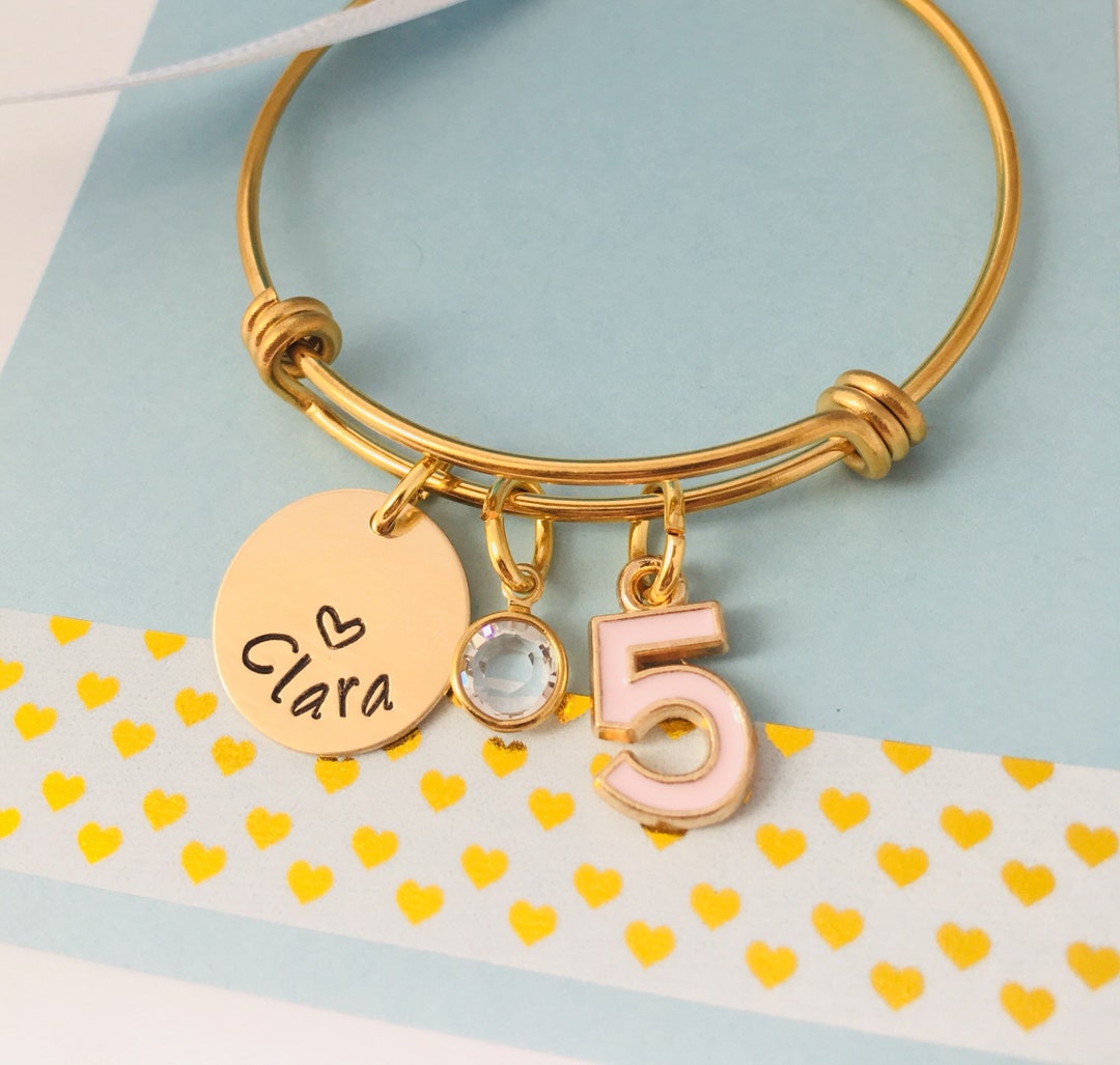 Kids Birthday Bracelet, 5th Birthday Gift, Fifth Birthday Gift, Personalized Name Bracelet Etsy