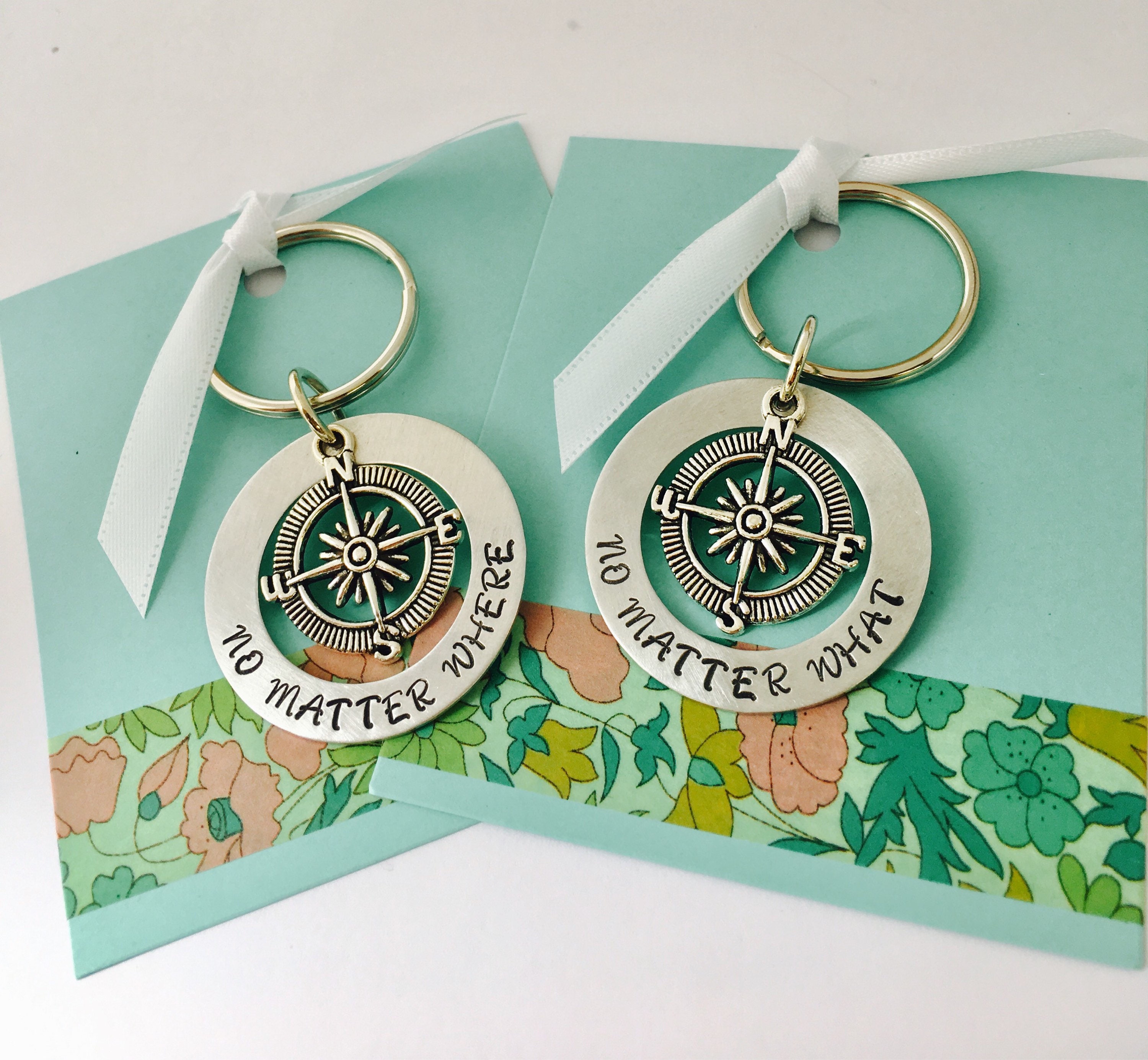 Compass Keychain No Matter Where Keychain Best Friends Etsy