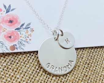 Sterling Silver Grandma Necklace, Personalized Grandma Necklace,  Mom Necklace