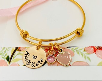 Gold Name Bracelet, Personalized Girls Heart Bracelet, Customers Name Bracelet