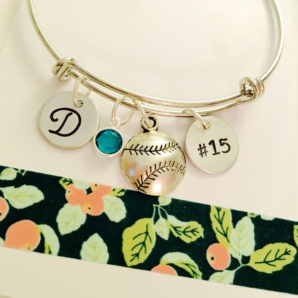Personalized Softball Bracelet, Softball Team Gift, Team Number