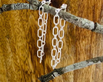 Sterling Silver Chain Dangle Earrings: Front Back Style