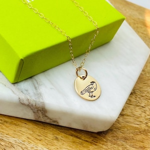 Hand Stamped 14k Gold Filled Raven Necklace: Bird Charm