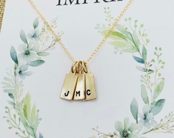 Tiny Dog Tag Initial Necklace, Small Tag Initial Necklace, Gold Initial Jewelry, Mommy Necklace