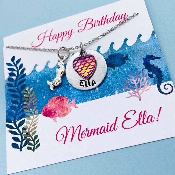 Mermaid Necklace, Mermaid Birthday Party, Mermaid Name Necklace