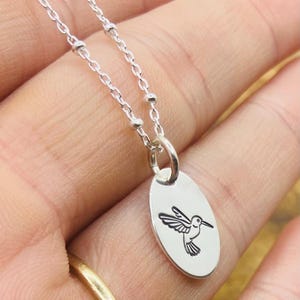 Mini Hummingbird Necklace, Delicate Bird Wacthing, Sterling Silver Hummingbird Jewelry
