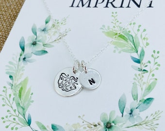Personalized Sterling Silver Theatre Mask Necklace: Comedy Tragedy Initial Charm
