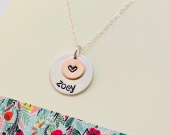 Sterling Silver Rose Gold Necklace, New Mom Necklace