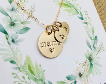 Mama Necklace, 14k Gold Mama Necklace, Mom  Personalized Necklace, Mom with Kids Initial Necklace, Custom Mom Necklace