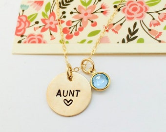 Aunt Necklace, 14k Gold Aunt Necklace, Auntie Necklace, Aunt Jewelry, Personalized Aunt Necklace
