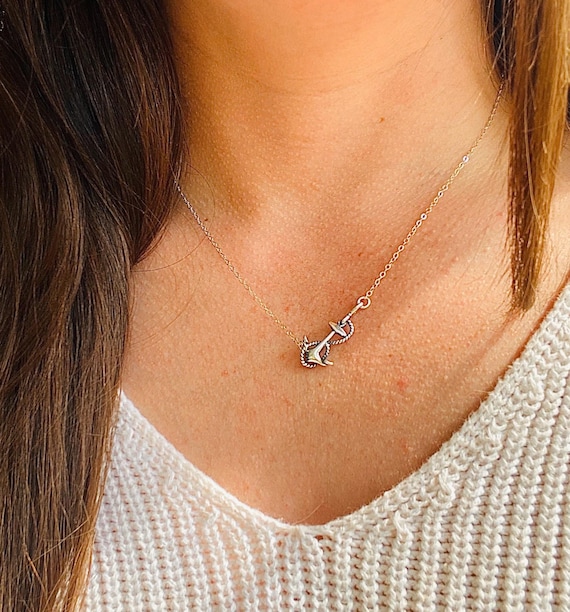 Sterling Silver Small Sideways Anchor Necklace Sterling Silver Small Sideways Anchor Necklace