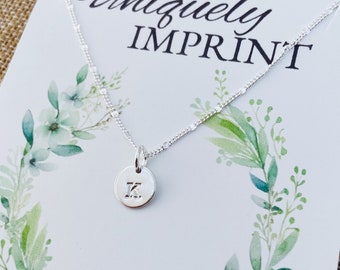 Personalized Sterling Silver Initial Necklace, Custom Engraved Disc Charm, Sparkle Curb Chain Jewelry for Women