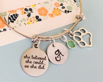 Veterinarian Bracelet, Vet Bracelet, She believed she could so she did, Adjustable bracelet, Personalized Bracelet, Nurse Bracelet, Nurse