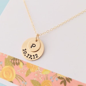 Personalized New Mom Necklace, Mom Date Necklace, Gold Date Necklace