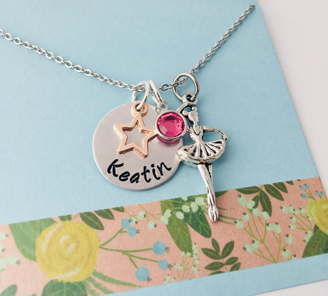 Collier Pendentif Ballerine Coloré - Cadeau Pour Fille, Danse Classique, Recital - V1