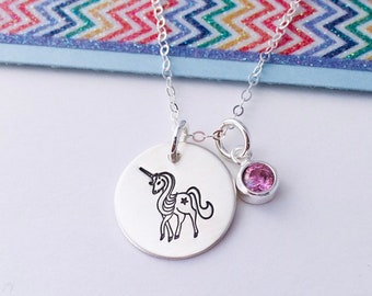 Unicorn Necklace, Personalized Unicorn Jewelry, Sterling Silver Unicorn Necklace, Unicorn Jewelry