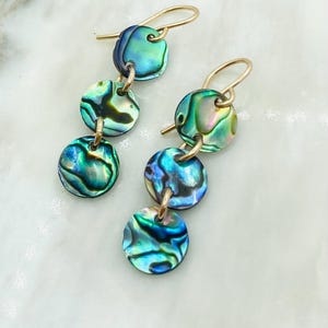 Abalone Shell Earrings, Natural Shell Earrings, Paua Shell Earrings, Shell Drop Earrings, Cascading Shell Earrings