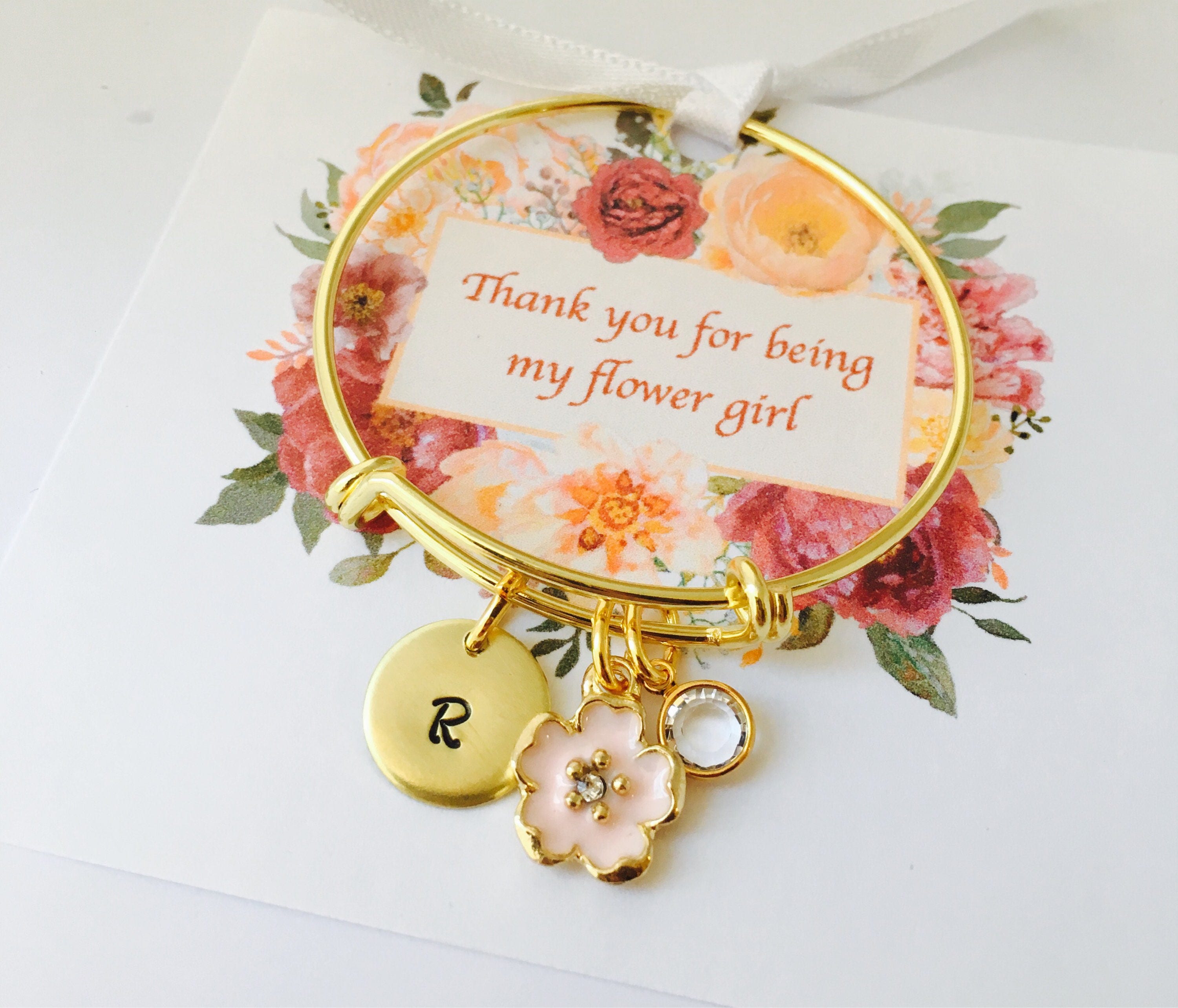 Flower Girl Thank You Gift Flower Girl Bracelet Personalized Etsy