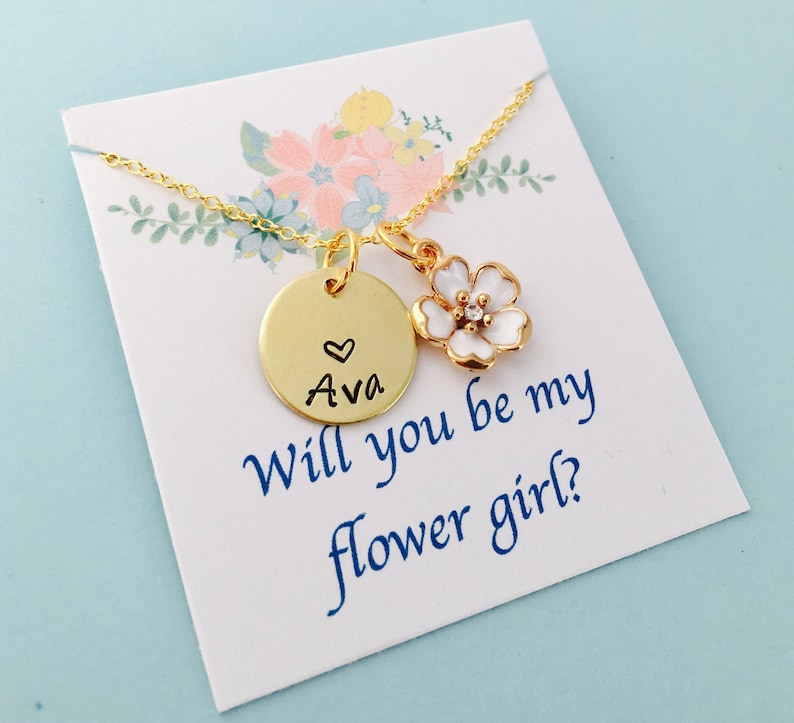 Flower Girl Necklace Flower Girl Gift Will you be my flower Etsy